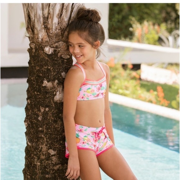 SUNUVA GIRL PINK ALOHA FRUIT SWIM SHORT