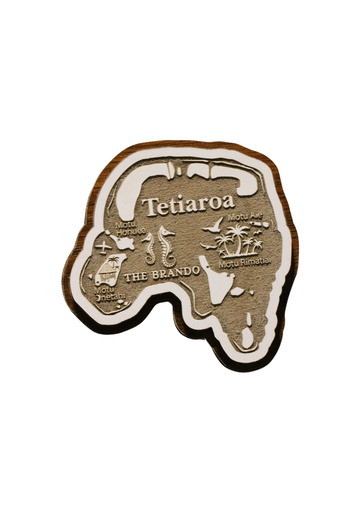 WOODEN MAGNET – TETIAROA SHAPED MOTU MAP