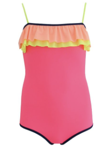 SUNUVA GIRL PINK COLOR BLOCK FRILL SWIMSUIT