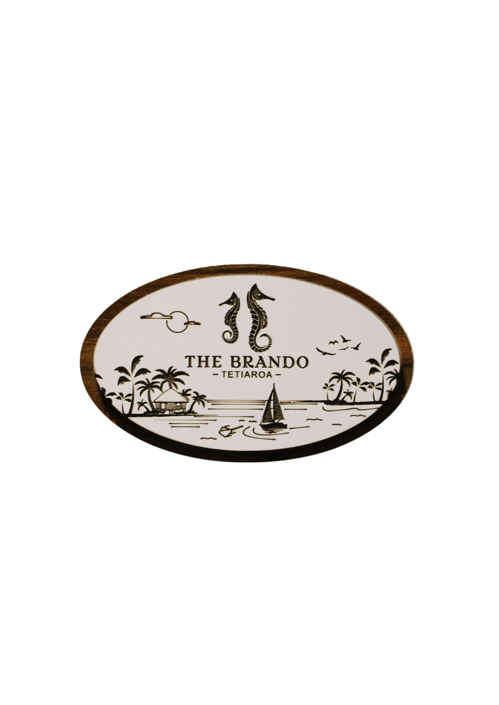 [TAHITI SOUVENIR] MAGNET BOIS OVAL LOGO + ILE