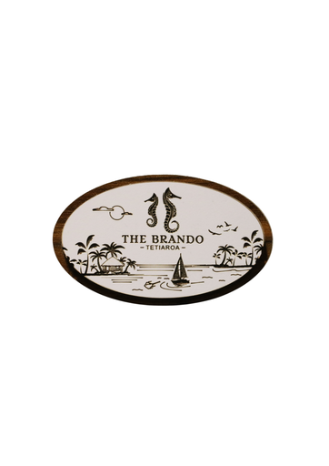 [TAHITI SOUVENIR] MAGNET BOIS OVAL LOGO + ILE