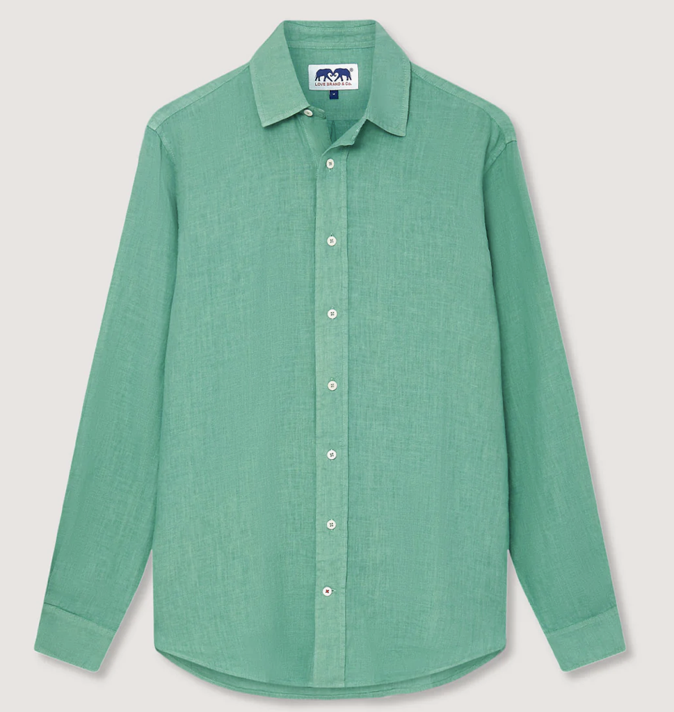 LOVE BRAND &amp; CO LINEN SHIRT LOGO GREEN