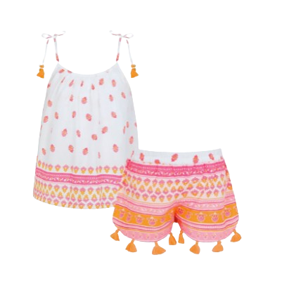 SUNUVA GIRL BLOCK PRINT SHORT SET